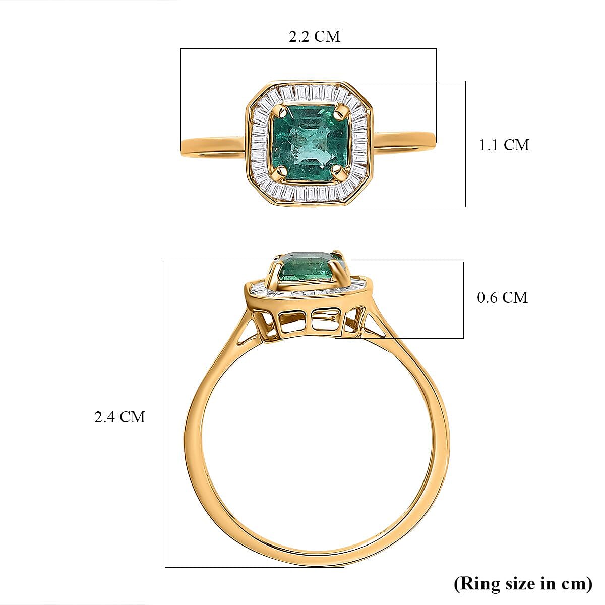 By Tony Diniz- 9K Yellow Gold AAAA Gemfields Asscher Cut Emerald and Diamond Halo Engagement Ring 1.34 Ct 7653524 5