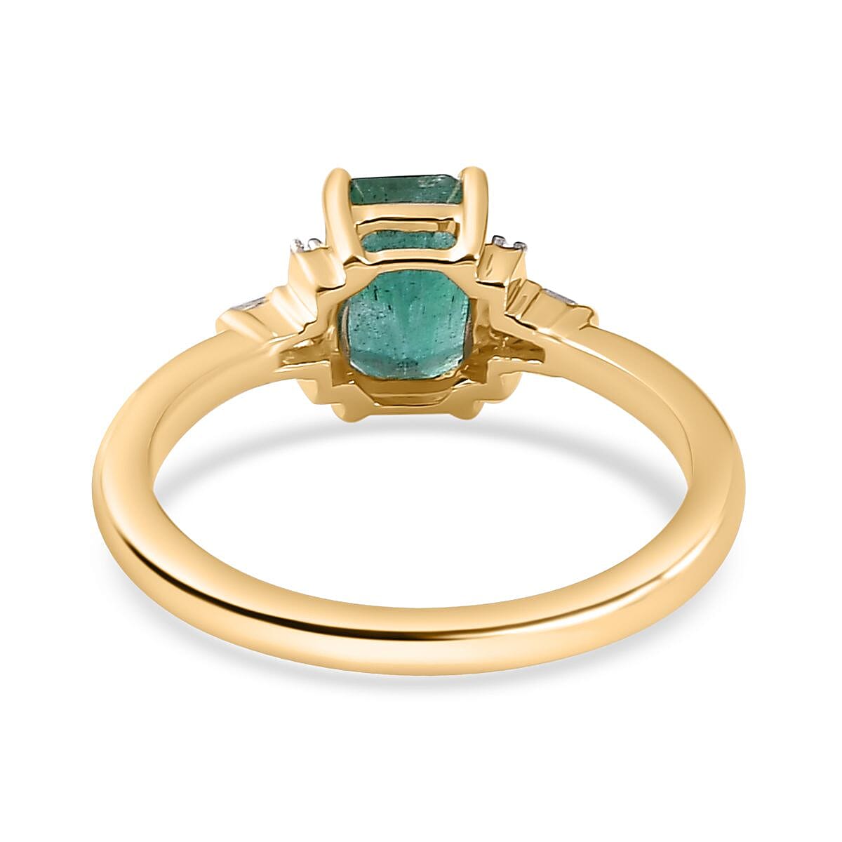 9K Yellow Gold AAA Emerald and White Diamond Classic Solitaire Ring in Gold Wt. 2.21 grams, 1.078 Ct 7763245 5