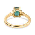 9K Yellow Gold  AAA   Emerald ,  White Diamond  Main Stone With Side Stone Ring 1.11 ct,  Gold Wt. 2.18 Gms  1.078  Ct.