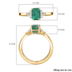 9K Yellow Gold  AAA   Emerald ,  White Diamond  Main Stone With Side Stone Ring 1.11 ct,  Gold Wt. 2.18 Gms  1.078  Ct.