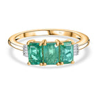 9K Yellow Gold AAA Gemfields Zambian Emerald & White Diamond Ring 1.95 Ct.