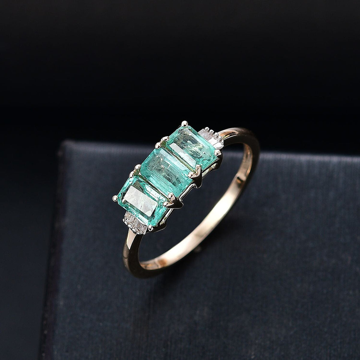 9K Yellow Gold AAA Zambian Emerald and White Diamond Ring 1.95 Cts. 8024148 2