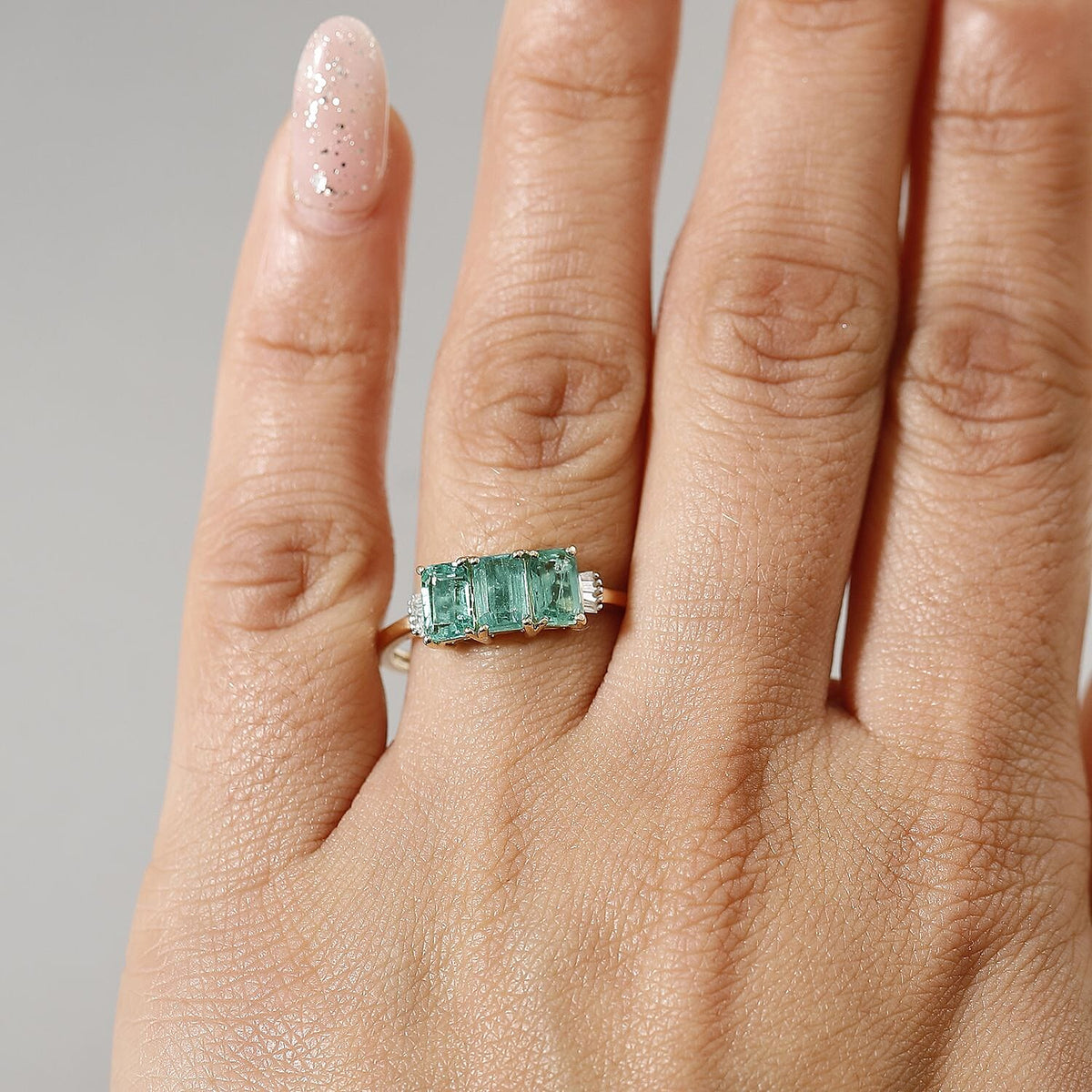 9K Yellow Gold AAA Zambian Emerald and White Diamond Ring 1.95 Cts. 8024148 3