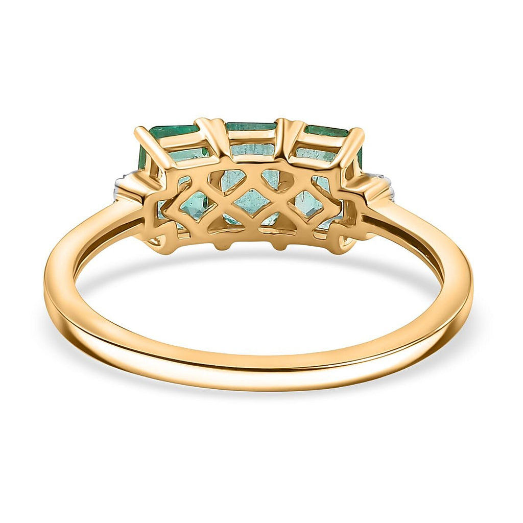 9K Yellow Gold AAA Gemfields Zambian Emerald & White Diamond Ring 1.95 Ct.