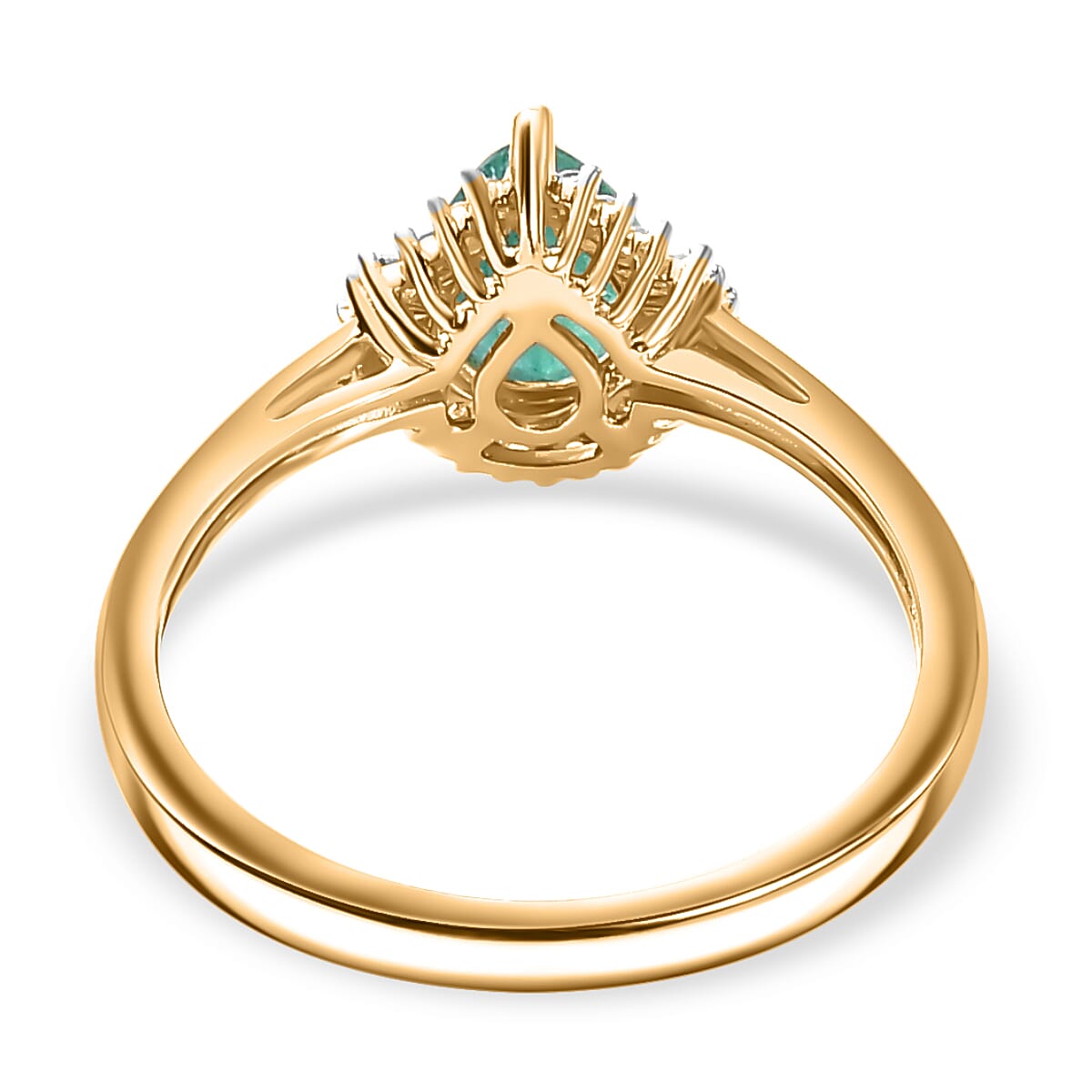 9K Yellow Gold AAA Emerald, White Diamond Halo Ring 7847216 4