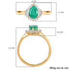 9K Yellow Gold AAA Emerald & Diamond Ring