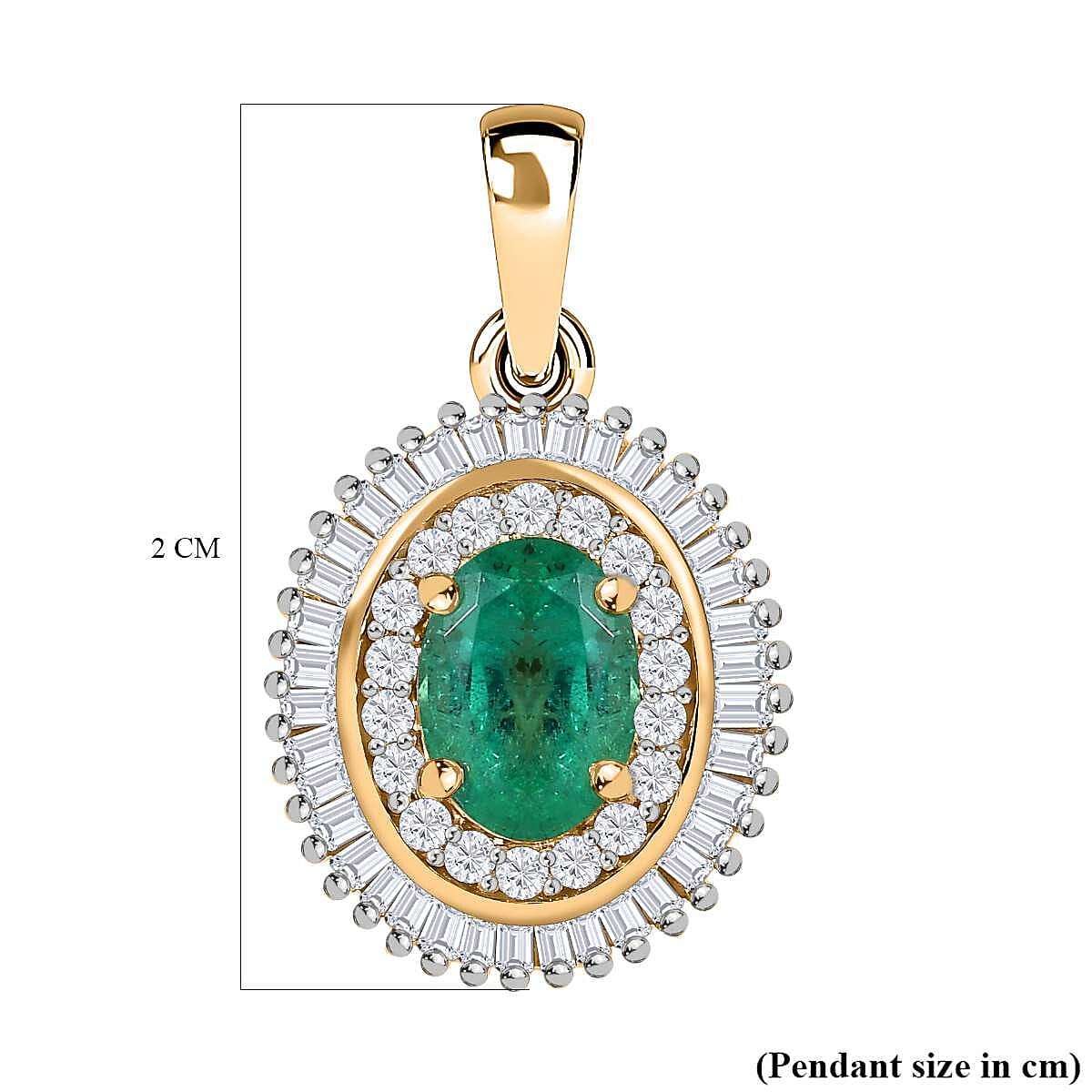 9K Yellow Gold AAA Gemfields Emerald and Diamond Pendant 1.14 Ct 7571771 6