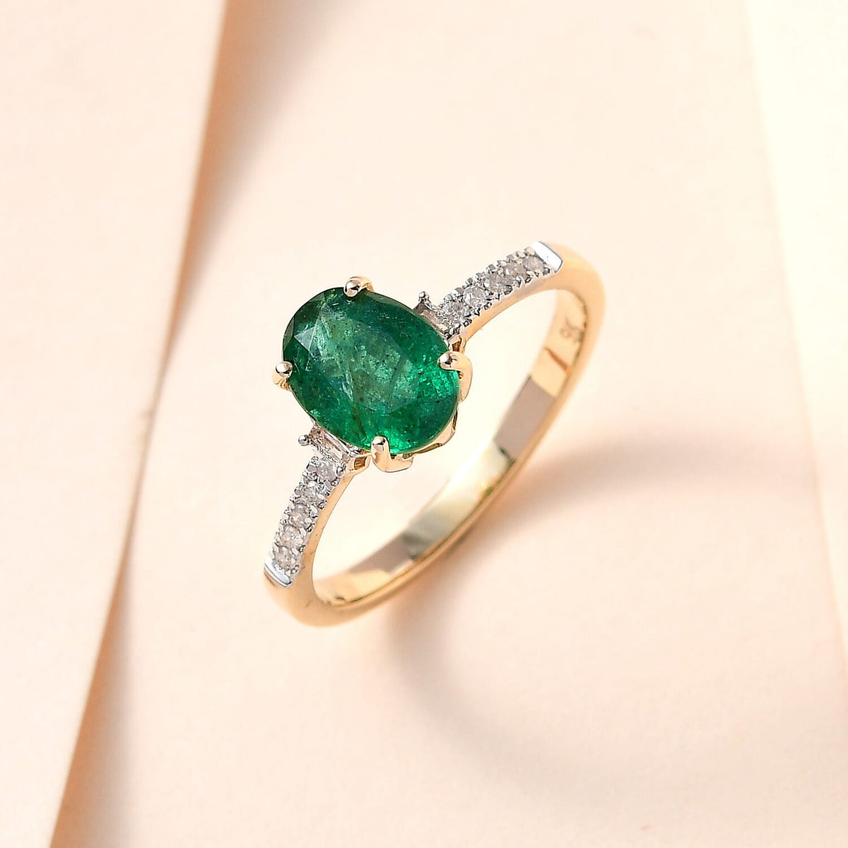 AAA Gemfields Emerald and Diamond Ring in 9K Yellow Gold 7545341 2