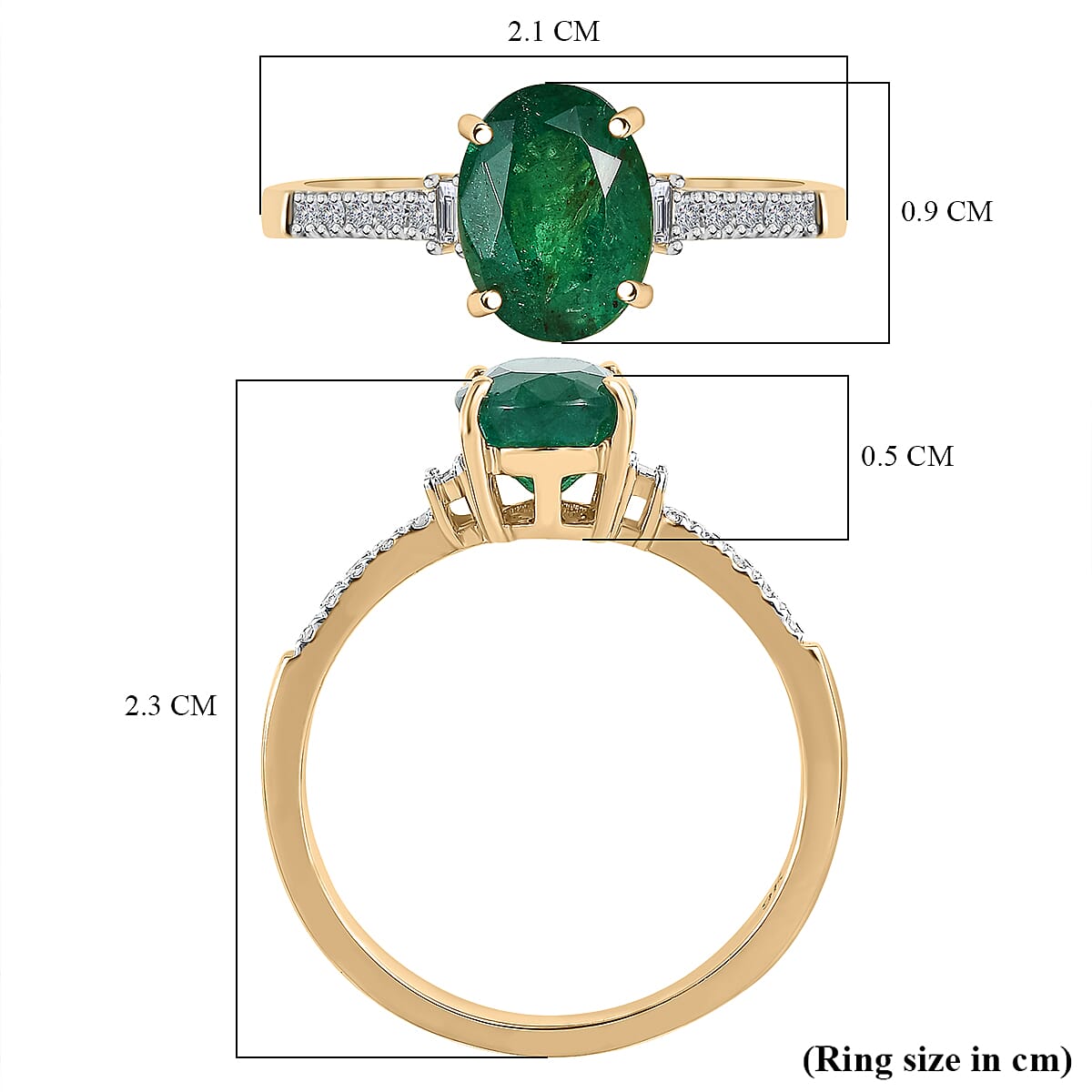 AAA Gemfields Emerald and Diamond Ring in 9K Yellow Gold 7545341 10
