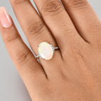 9K Yellow Gold AAA Ethiopian Faceted Opal & Lab Grown Diamond (SI-G-H) Solitaire Ring 3.42 Ct.