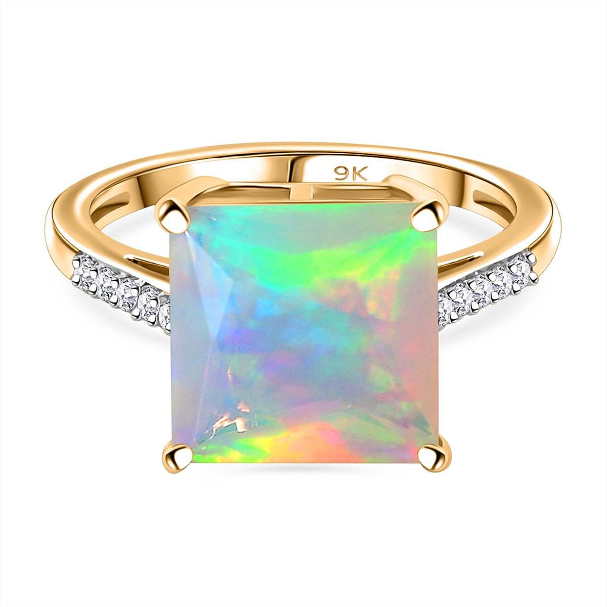 9K Yellow Gold AAA Ethiopian Opal and Lab Grown Diamond VS-EF Ring 2.92 Ct 7933580 0
