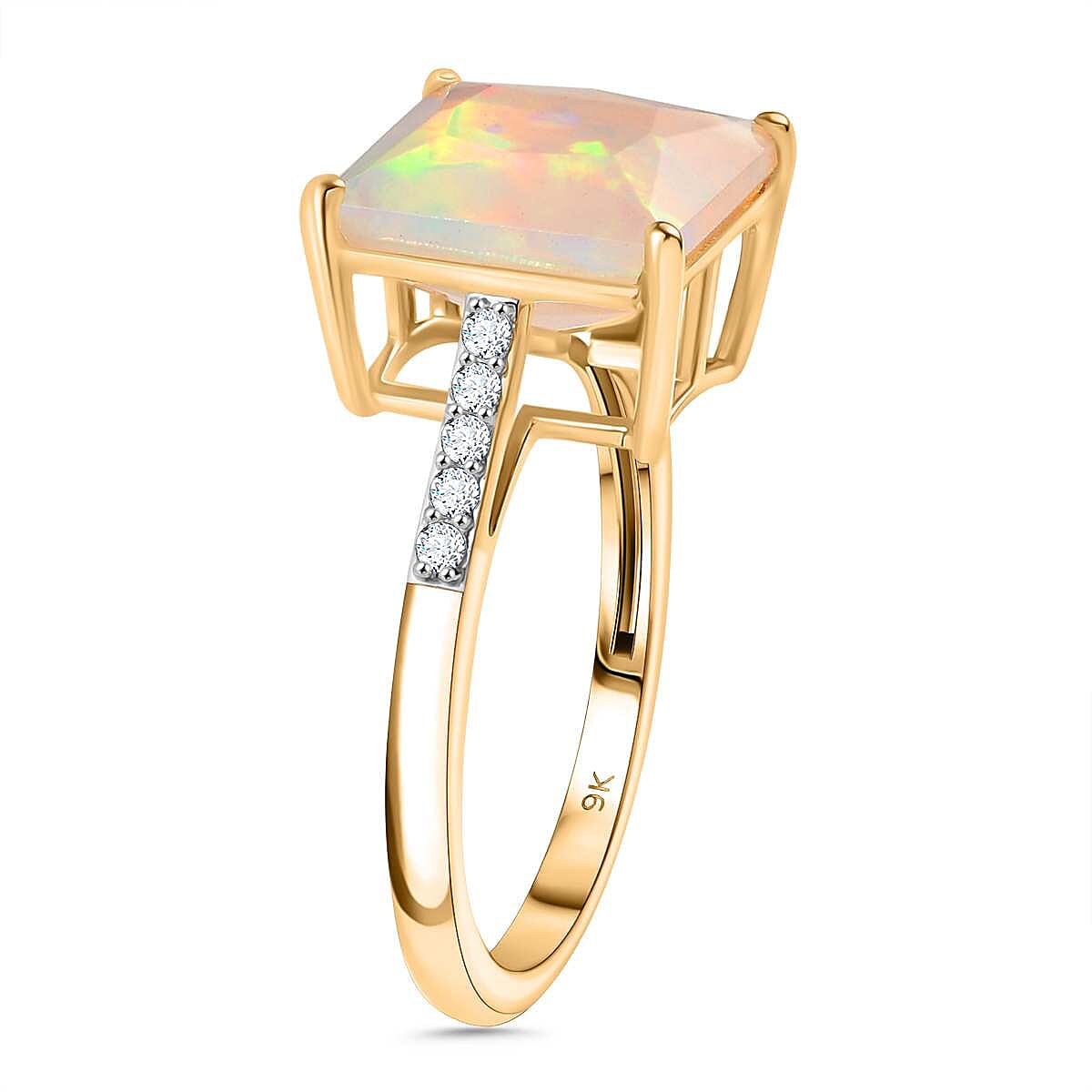 9K Yellow Gold AAA Ethiopian Opal and Lab Grown Diamond VS-EF Ring 2.92 Ct 7933580 4
