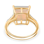 GEM THUNDER DEAL - 9K Yellow Gold AAA Ethiopian Opal & Lab Grown Diamond VS-EF Ring 2.92 Ct
