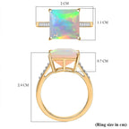 GEM THUNDER DEAL - 9K Yellow Gold AAA Ethiopian Opal & Lab Grown Diamond VS-EF Ring 2.92 Ct