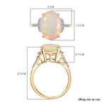 9K Yellow Gold AAA Ethiopian Faceted Opal & Lab Grown Diamond (SI-G-H) Solitaire Ring 3.42 Ct.