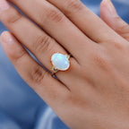9K Yellow Gold Ethiopian Welo Opal & Natural Yellow Diamond Solitaire Ring 3.98 Ct