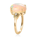 9K Yellow Gold Ethiopian Welo Opal & Natural Yellow Diamond Solitaire Ring 3.98 Ct