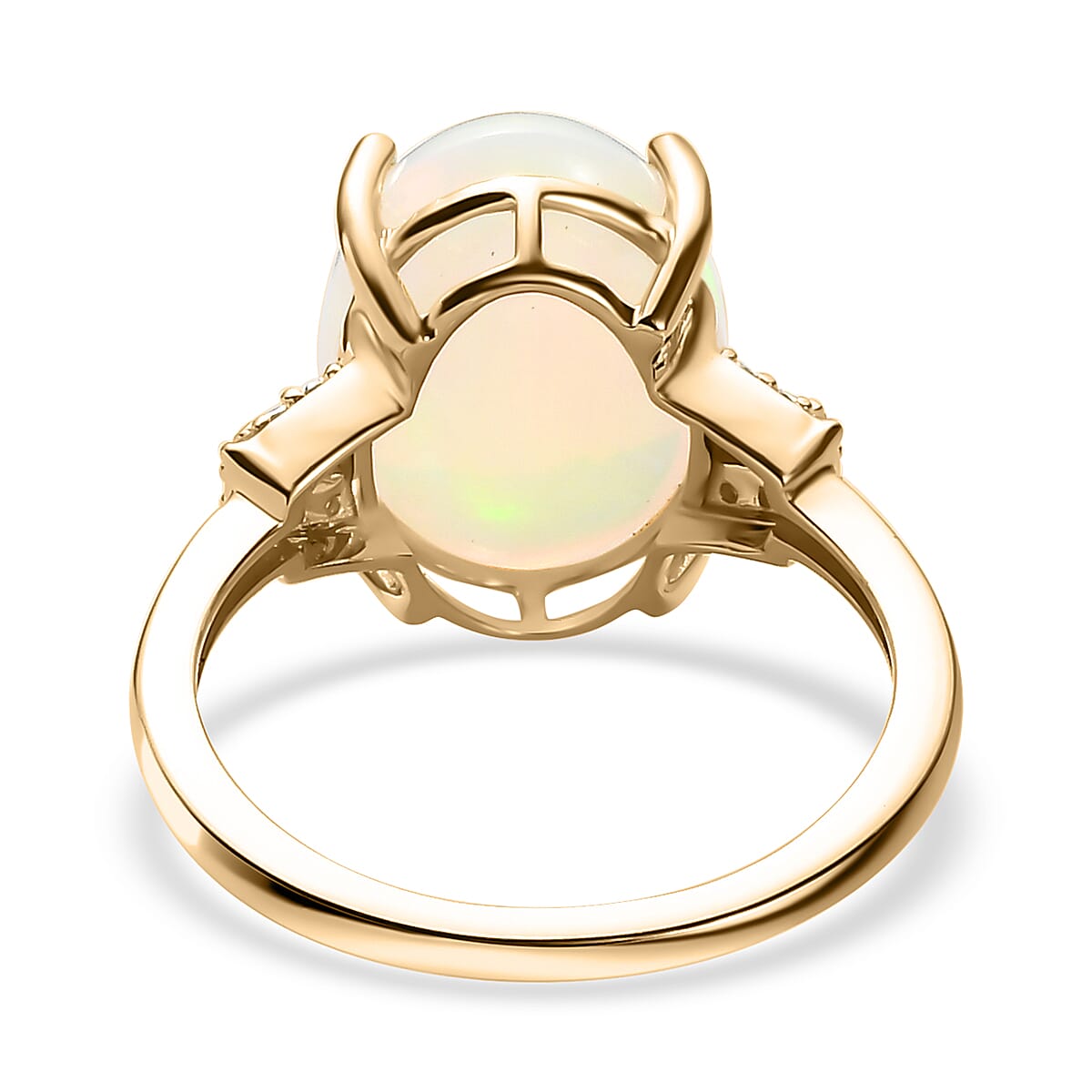 3.9 Ct. Ethiopian Welo Opal and Natural Yellow Diamond Solitaire Ring in 9K Yellow Gold 7565686 4