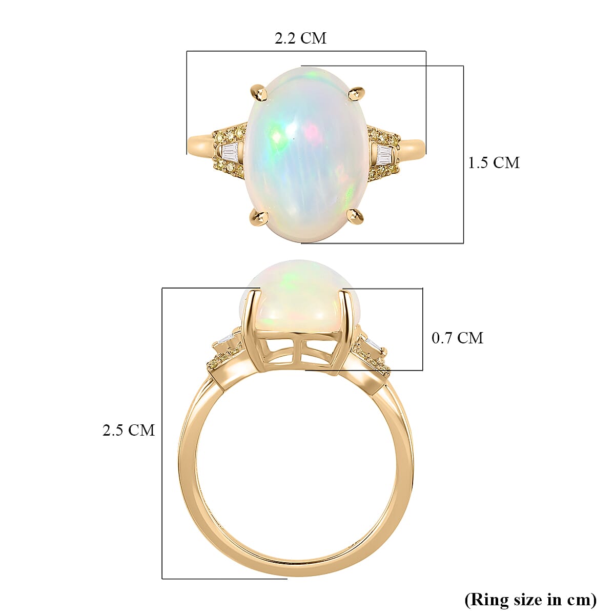 3.9 Ct. Ethiopian Welo Opal and Natural Yellow Diamond Solitaire Ring in 9K Yellow Gold 7565686 5