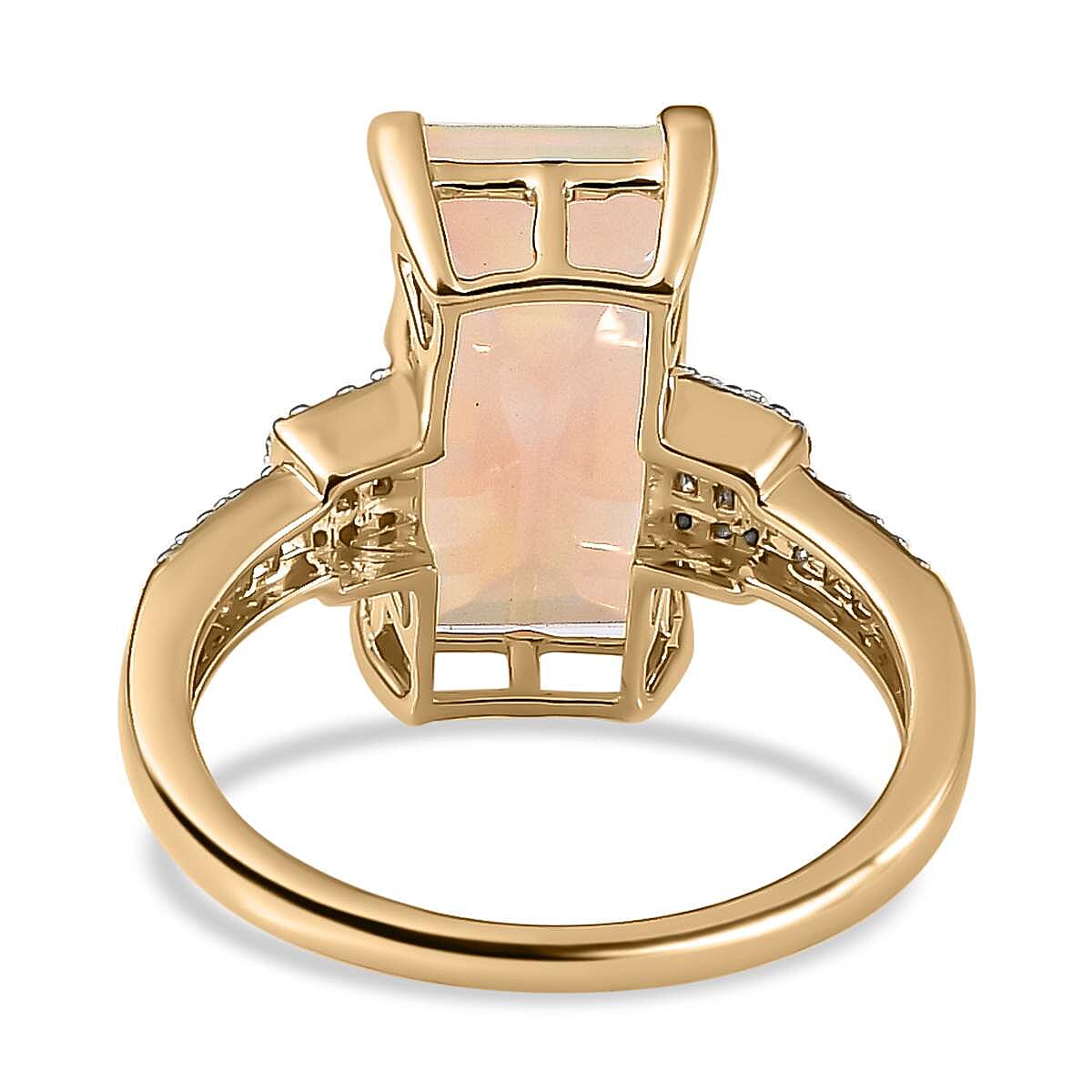 9K Yellow Gold AAA Ethiopian Opal, White Diamond Elongated Ring 3.56 ct. 7730877 5