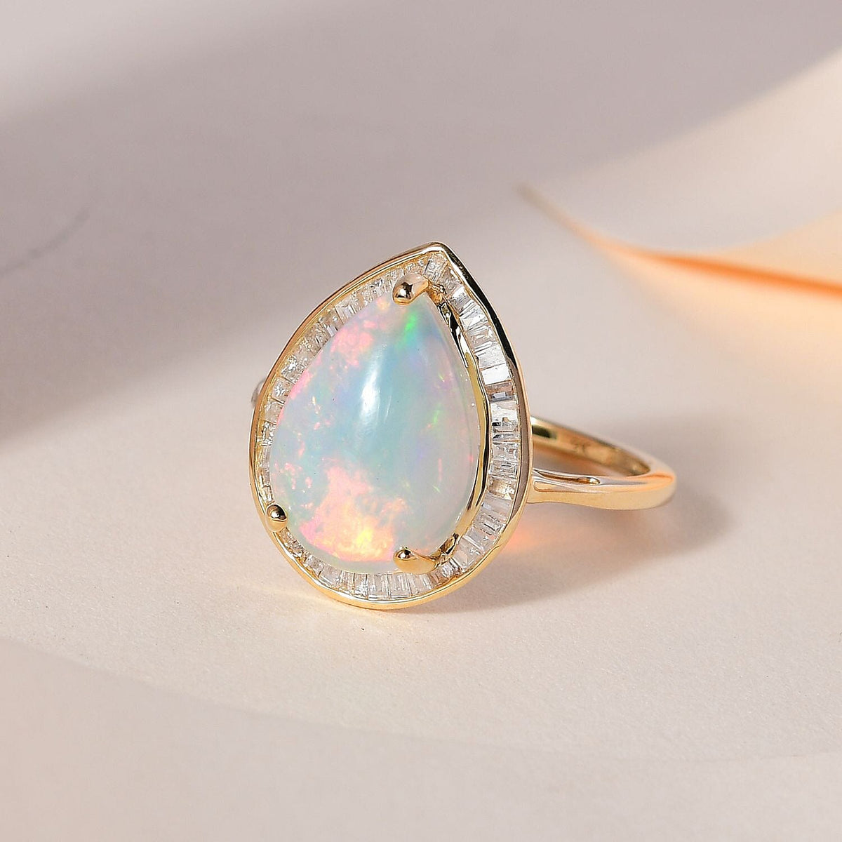 9K Yellow Gold AAA Ethiopian Welo Opal &amp; Diamond Ring 3.70 Ct. 7517792 1