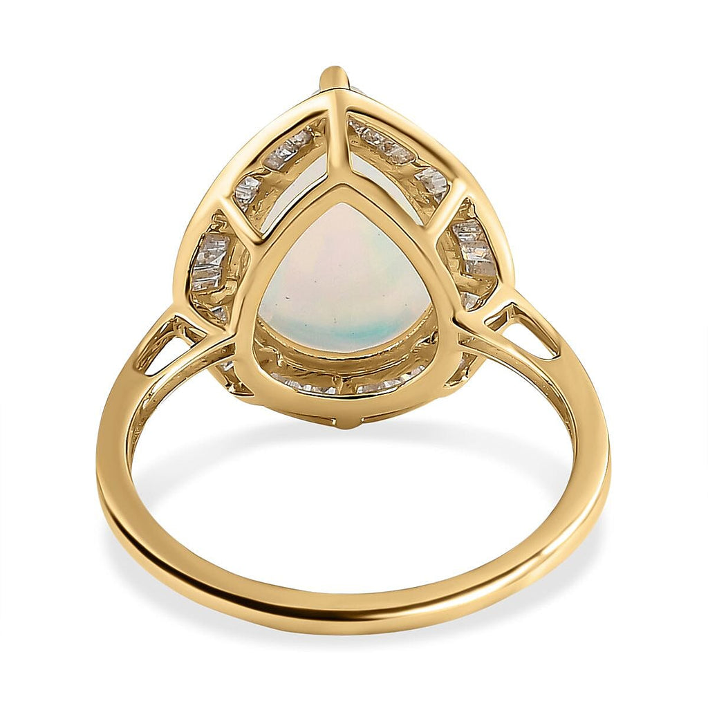 9K Yellow Gold AAA Ethiopian Welo Opal & Diamond Ring 3.70 Ct.