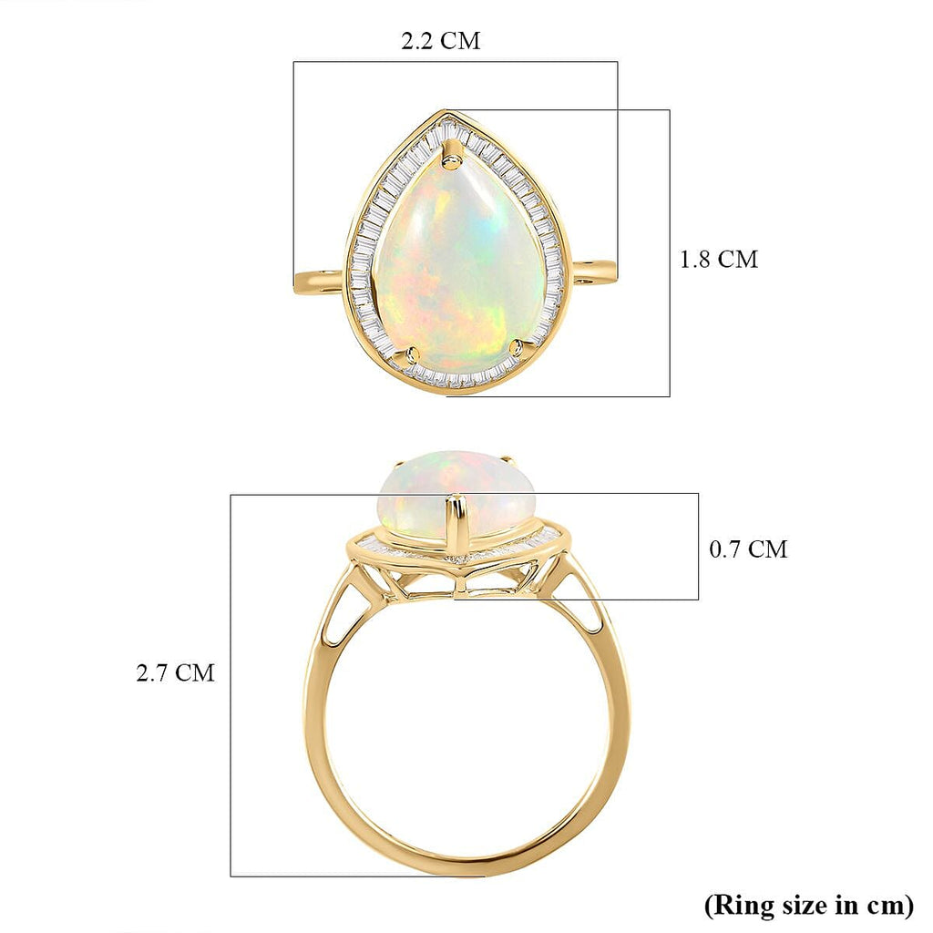 9K Yellow Gold AAA Ethiopian Welo Opal & Diamond Ring 3.70 Ct.
