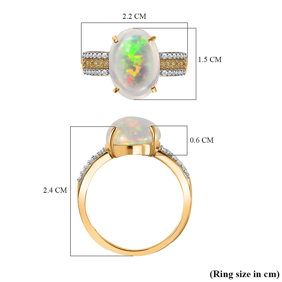 9K Yellow Gold AAA Ethiopian Welo Opal, Natural Yellow Diamond and White Diamond (G/H) Ring 4.10 Ct 7545178 5