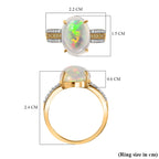 9K Yellow Gold AAA Ethiopian Welo Opal, Natural Yellow Diamond & White Diamond (G-H) Ring 4.10 Ct