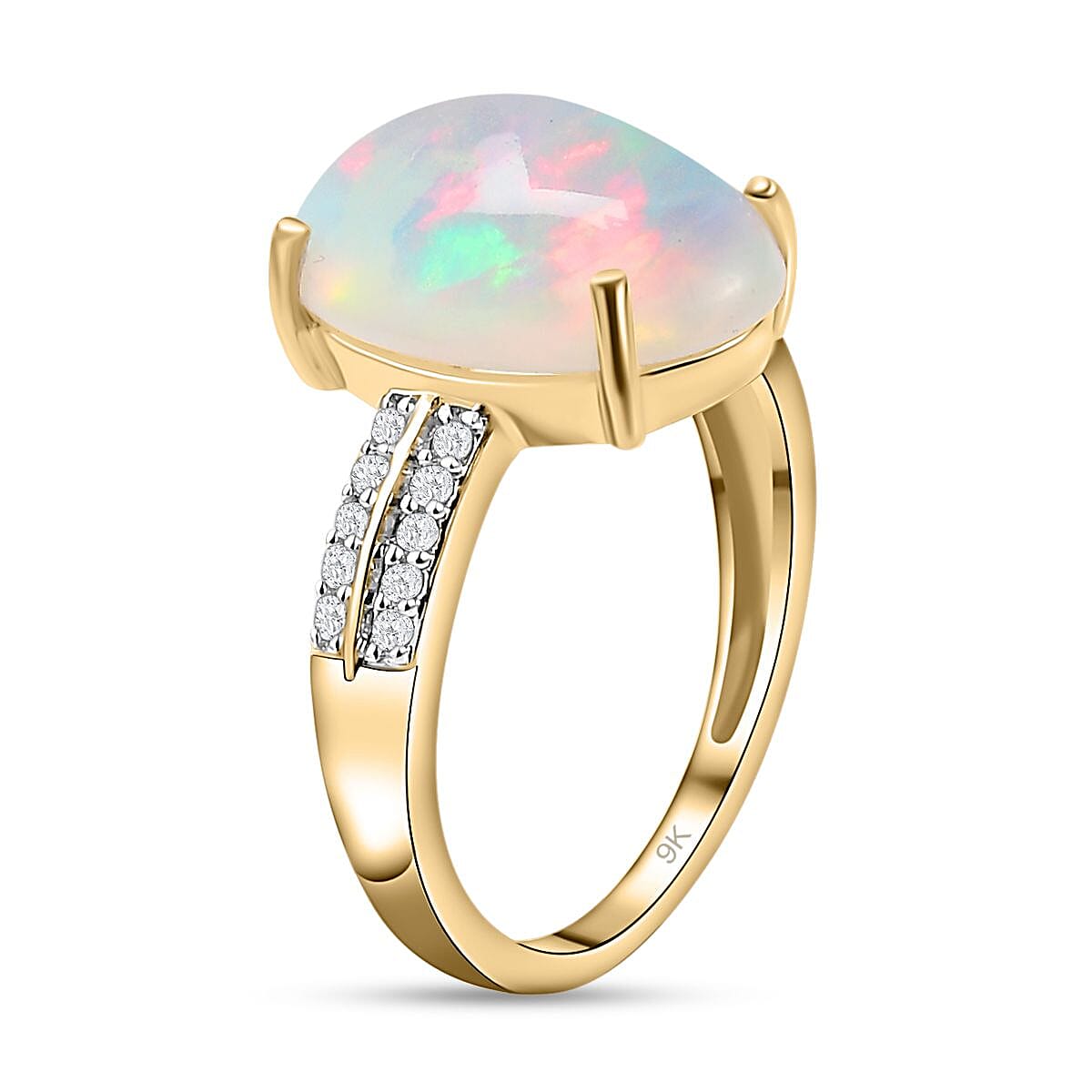 9K Yellow Gold AAA Ethiopian Welo Opal and Diamond Ring 4.16 Ct. 7011006 7