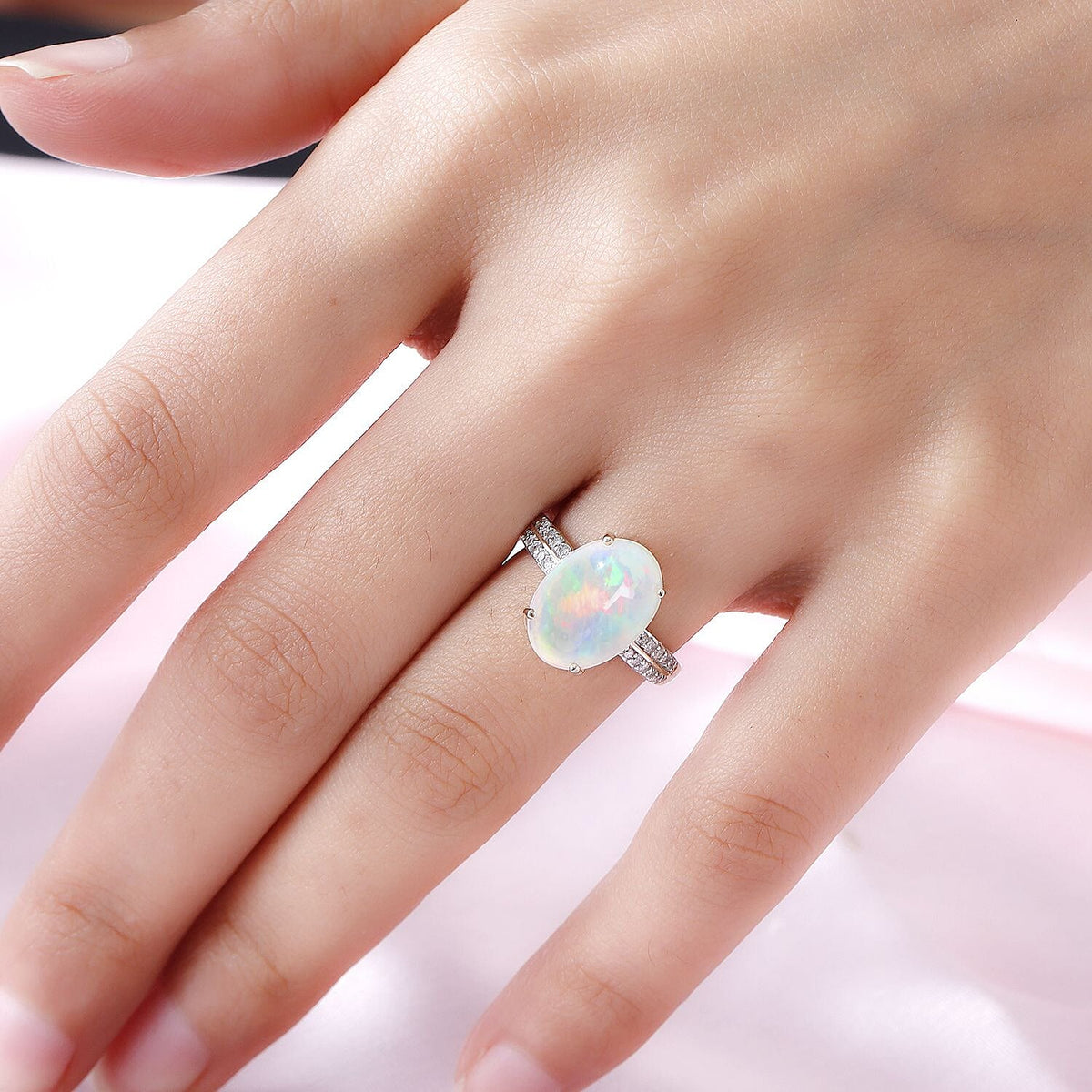 9K Yellow Gold AAA Ethiopian Welo Opal and Diamond Ring 4.16 Ct. 7011006 6