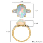 9K Yellow Gold AAA Ethiopian Welo Opal and Diamond Ring I3 G-H (Size 14x10) 4.16 Ct.