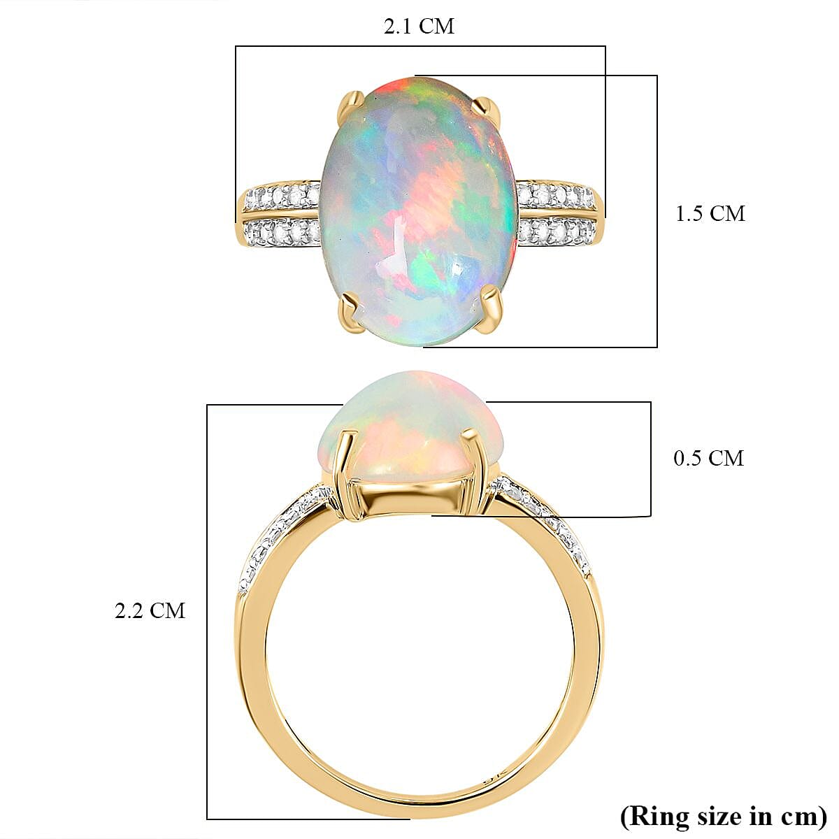 9K Yellow Gold AAA Ethiopian Welo Opal and Diamond Ring 4.16 Ct. 7011006 12