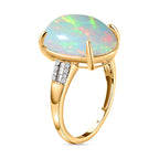 9K Yellow Gold AAA Ethiopian Welo Opal and Diamond Ring 6.12 Ct.