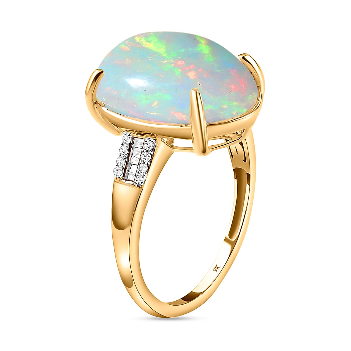 9K Yellow Gold AAA Ethiopian Welo Opal and Diamond Ring 6.12 Ct. 7021208 4