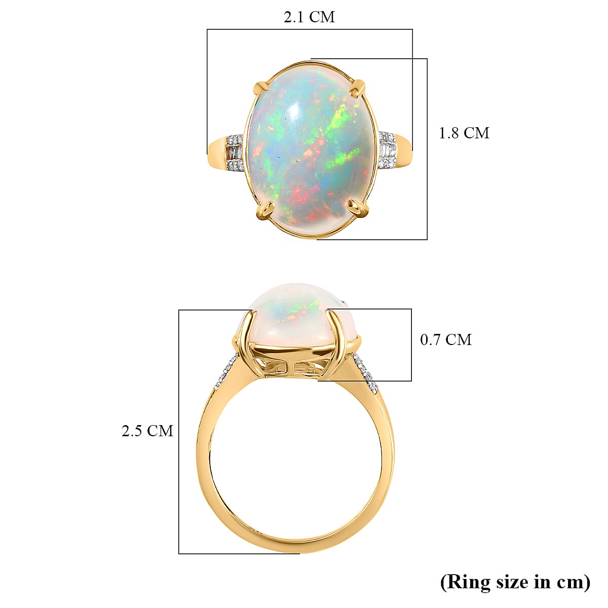 9K Yellow Gold AAA Ethiopian Welo Opal and Diamond Ring 6.12 Ct. 7021208 6