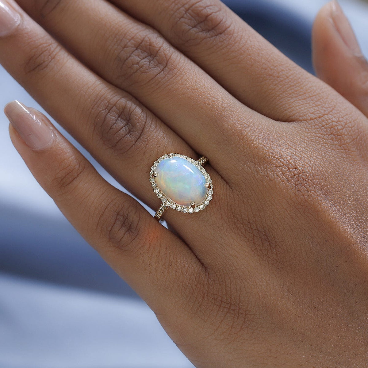 9K Yellow Gold AAA Ethiopian Welo Opal and Natural Yellow Diamond Ring 4.14 Ct 7513205 3