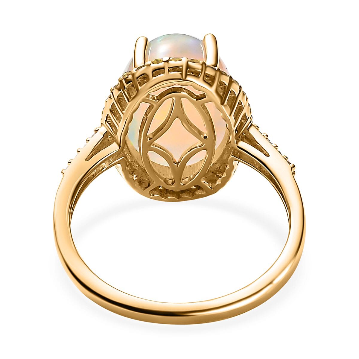 9K Yellow Gold AAA Ethiopian Welo Opal and Natural Yellow Diamond Ring 4.14 Ct 7513205 5