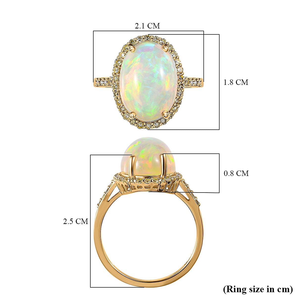 9K Yellow Gold AAA Ethiopian Welo Opal and Natural Yellow Diamond Ring 4.14 Ct 7513205 6