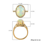 9K Yellow Gold AAA Ethiopian Welo Opal and Natural Yellow Diamond Ring 4.14 Ct