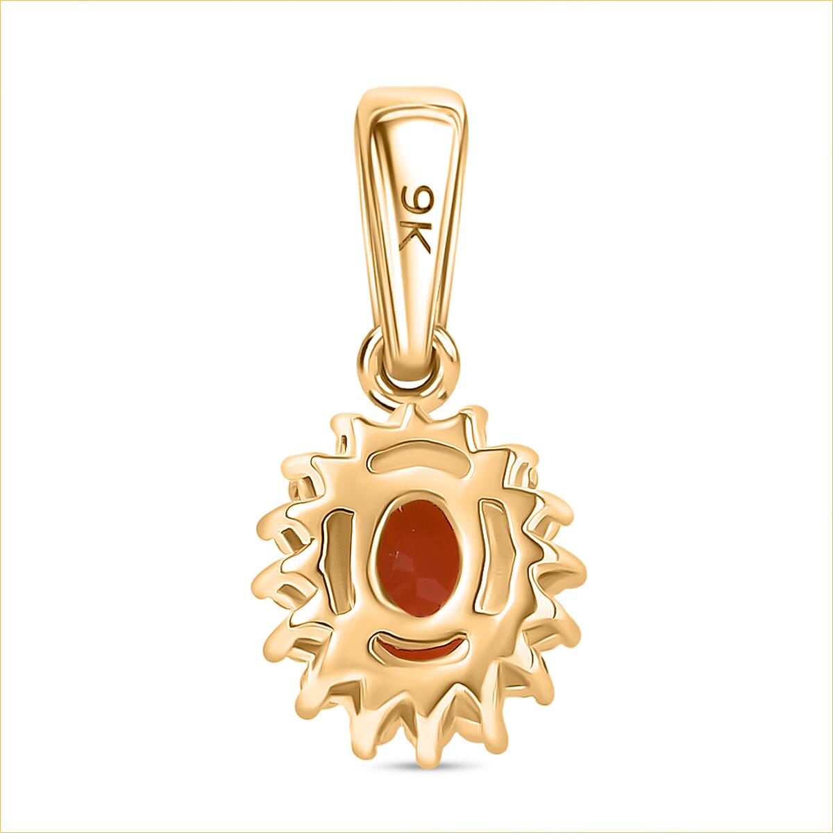 9K Yellow Gold AAA Fire Opal, Moissanite Halo Pendant 8265291 5