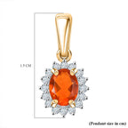 9K Yellow Gold AAA Fire Opal & Moissanite Pendant