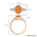 9K Yellow Gold AAA Fire Opal & Moissanite Ring 1.90 Ct