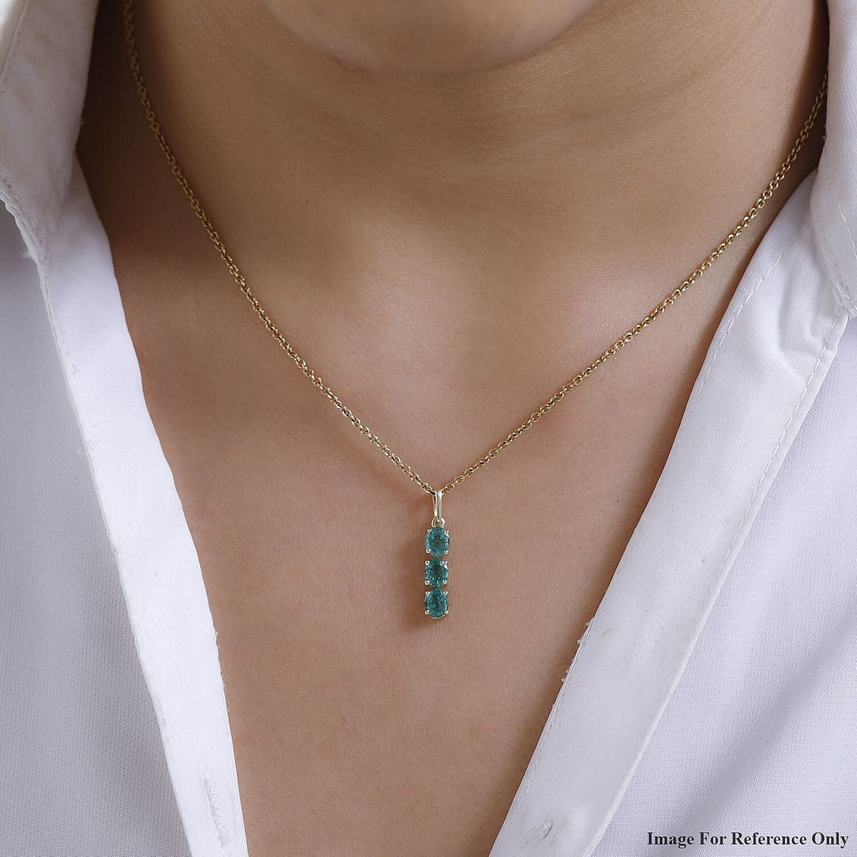 9K Yellow Gold AA Gemfields Emerald 3-Stone Pendant 7526798 3