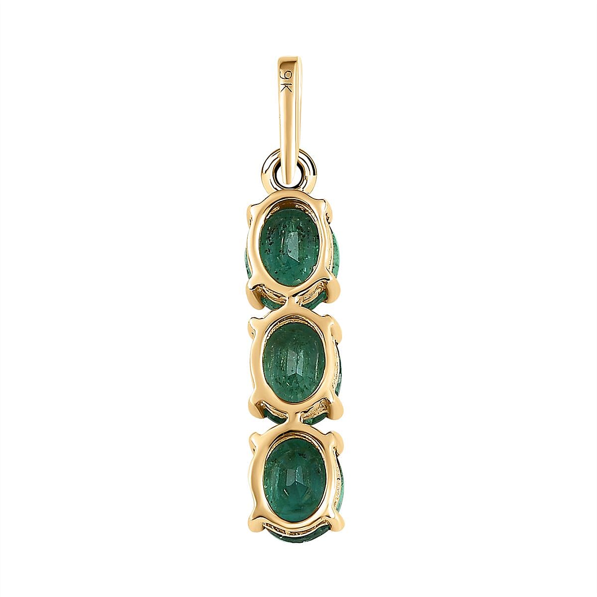 9K Yellow Gold AA Gemfields Emerald 3-Stone Pendant 7526798 9