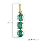 9K Yellow Gold AAA Gemfields Emerald 3 Stone Pendant 0.92 Ct.