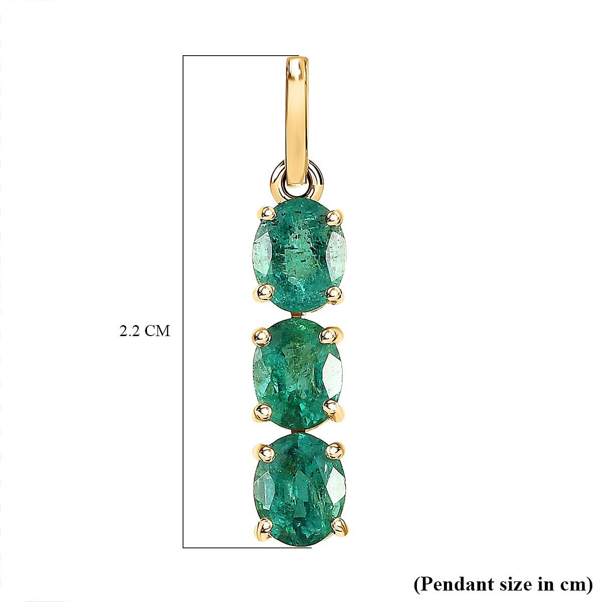 9K Yellow Gold AA Gemfields Emerald 3-Stone Pendant 7526798 11