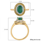 9K Yellow Gold Gemfields Emerald, Natural Yellow & White Diamond Ring 1.57 Ct.