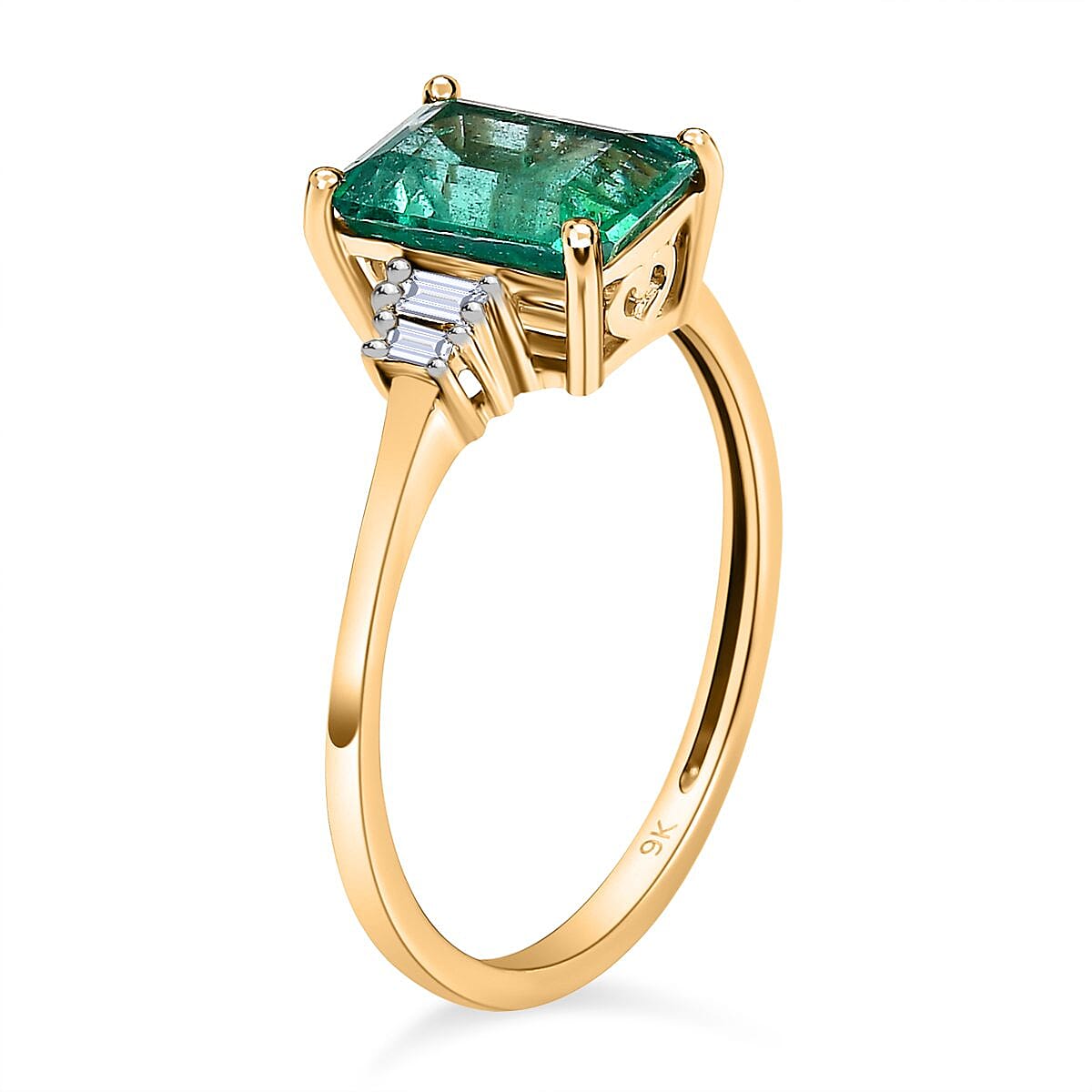 AAA Gemfields Emerald and Diamond Ring in 9K Yellow Gold 7505386 7