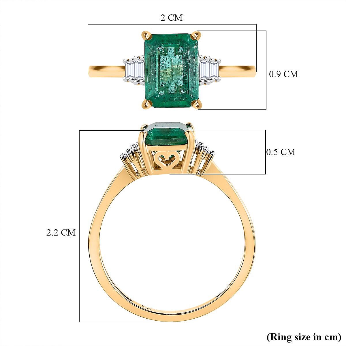 AAA Gemfields Emerald and Diamond Ring in 9K Yellow Gold 7505386 11